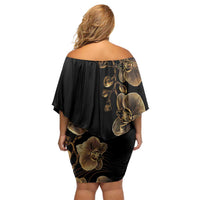Belize Gold Orchid Off Shoulder Short Dress Luxury Stylized