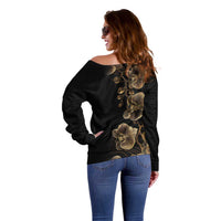Belize Gold Orchid Off Shoulder Sweater Luxury Stylized