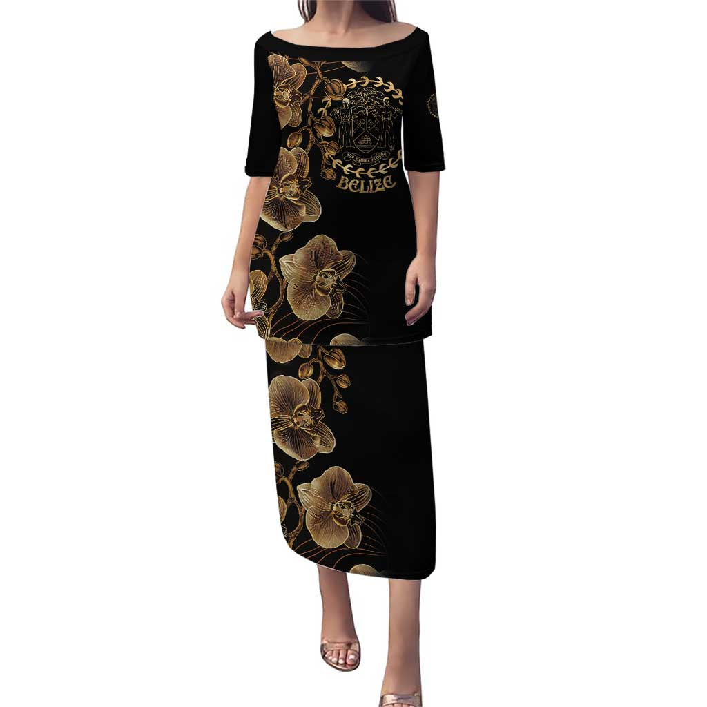 Belize Gold Orchid Puletasi Luxury Stylized