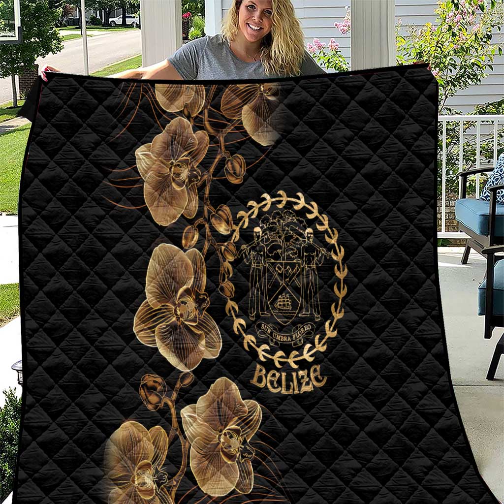 Belize Gold Orchid Quilt Luxury Stylized