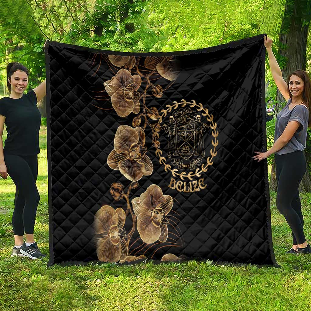 Belize Gold Orchid Quilt Luxury Stylized