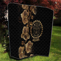 Belize Gold Orchid Quilt Luxury Stylized