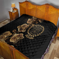 Belize Gold Orchid Quilt Luxury Stylized