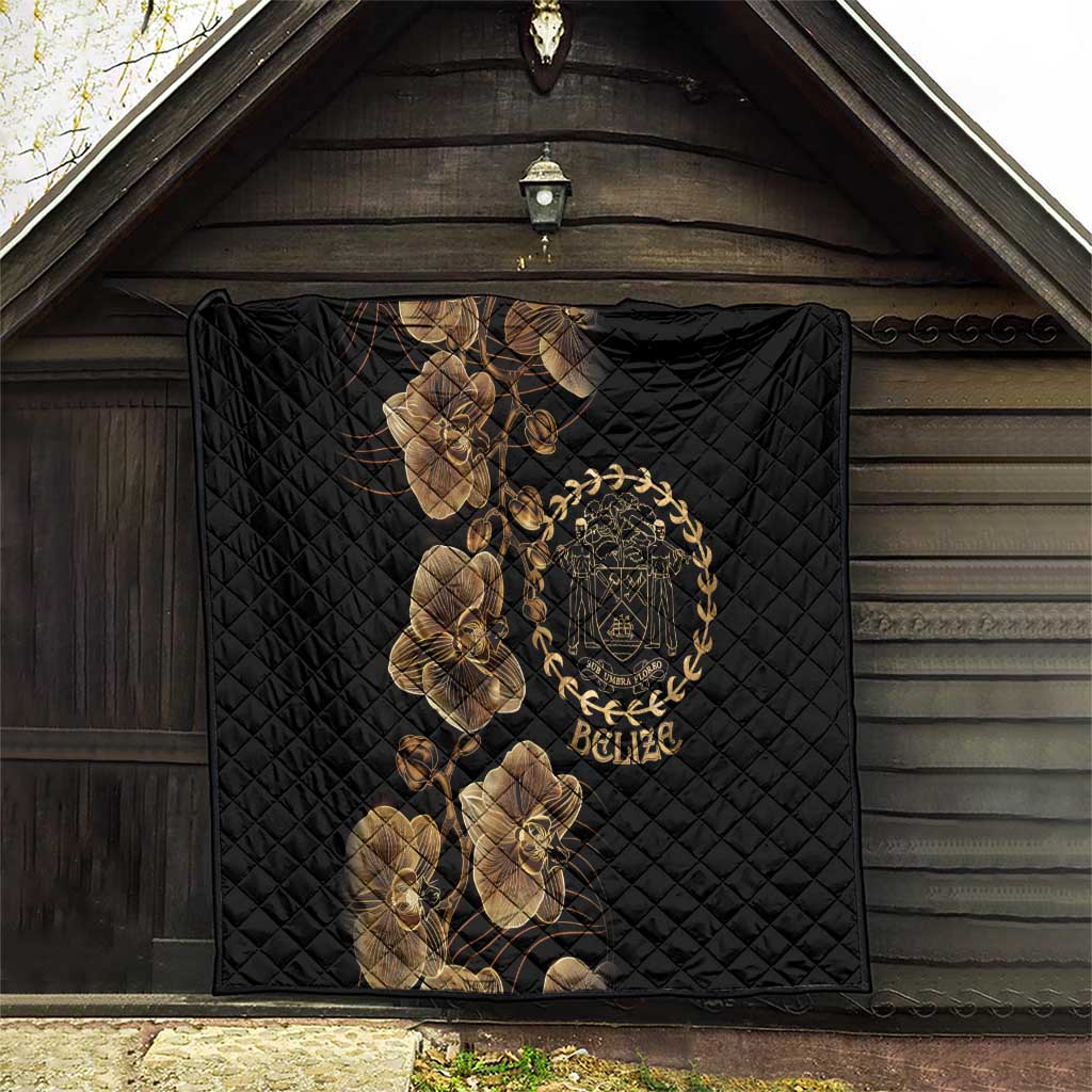 Belize Gold Orchid Quilt Luxury Stylized
