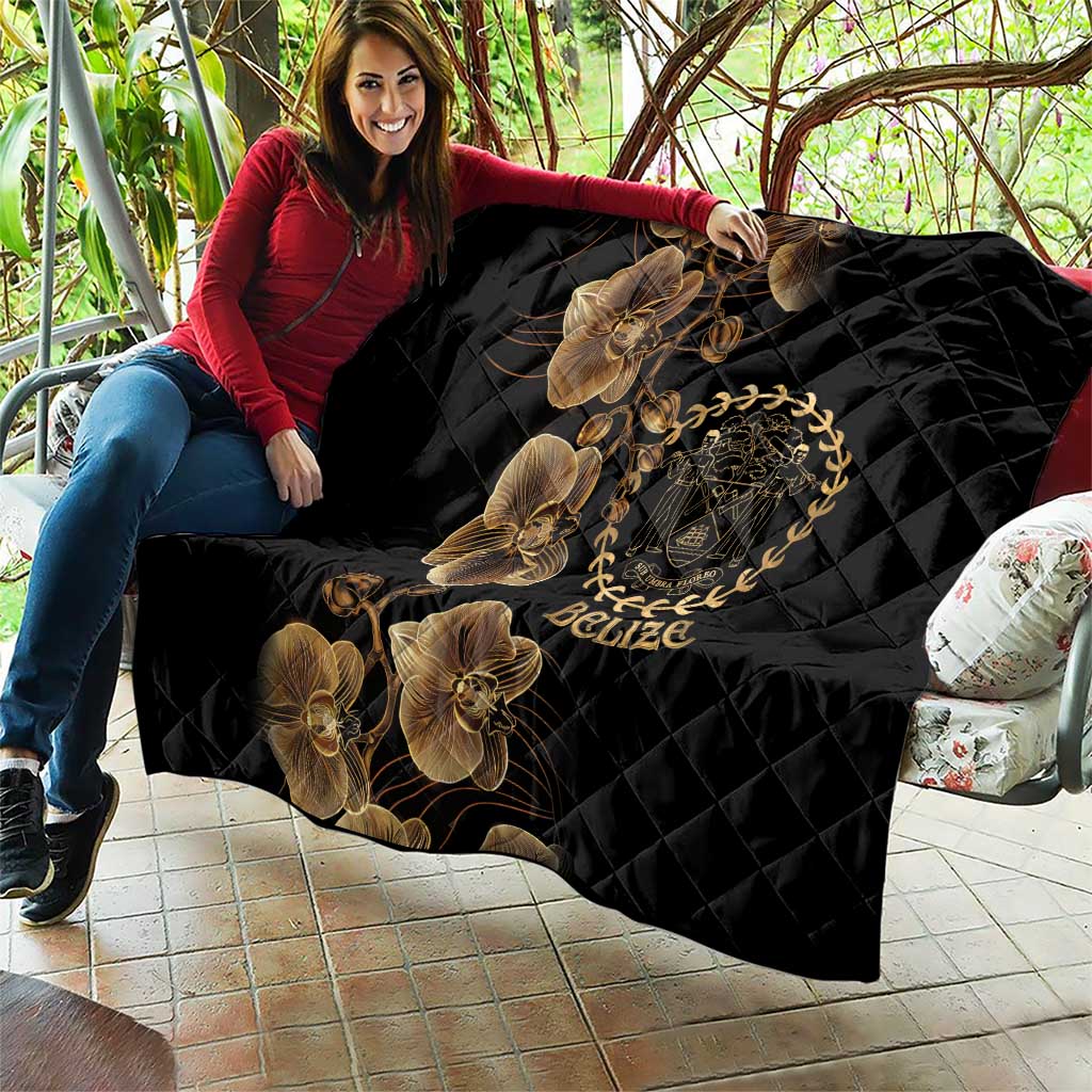 Belize Gold Orchid Quilt Luxury Stylized