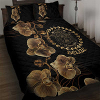 Belize Gold Orchid Quilt Bed Set Luxury Stylized