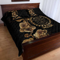 Belize Gold Orchid Quilt Bed Set Luxury Stylized