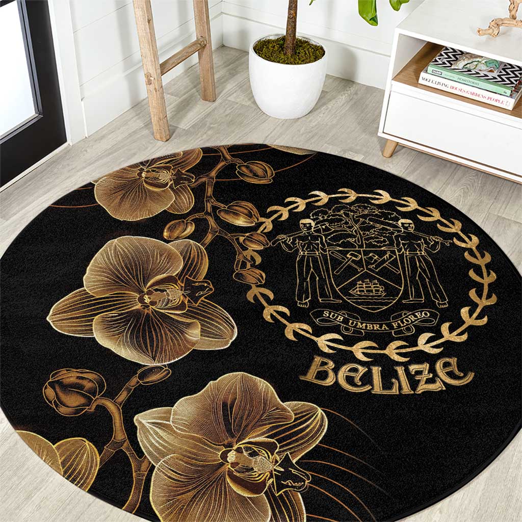 Belize Gold Orchid Round Carpet Luxury Stylized