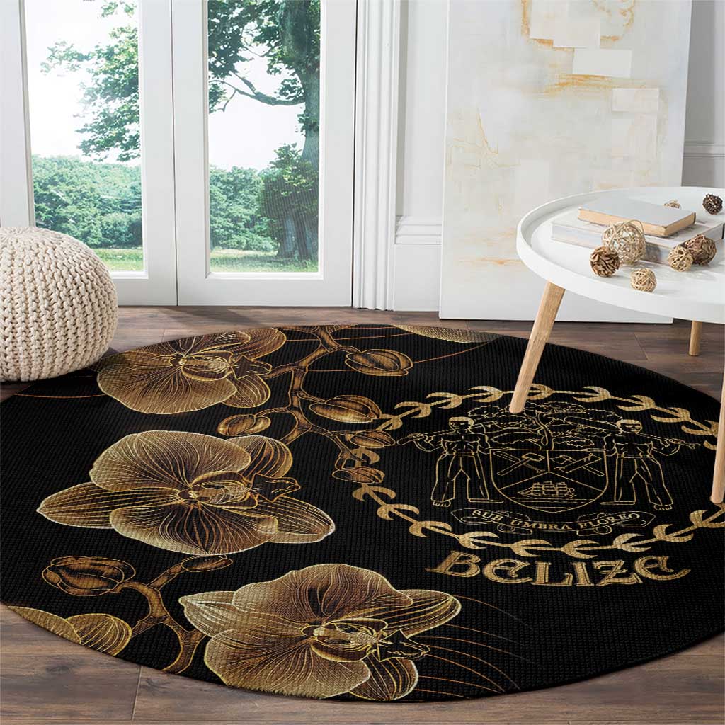Belize Gold Orchid Round Carpet Luxury Stylized