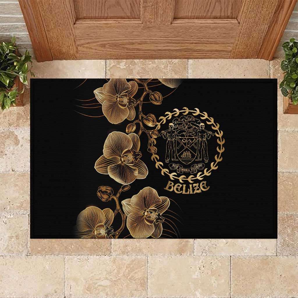 Belize Gold Orchid Rubber Doormat Luxury Stylized