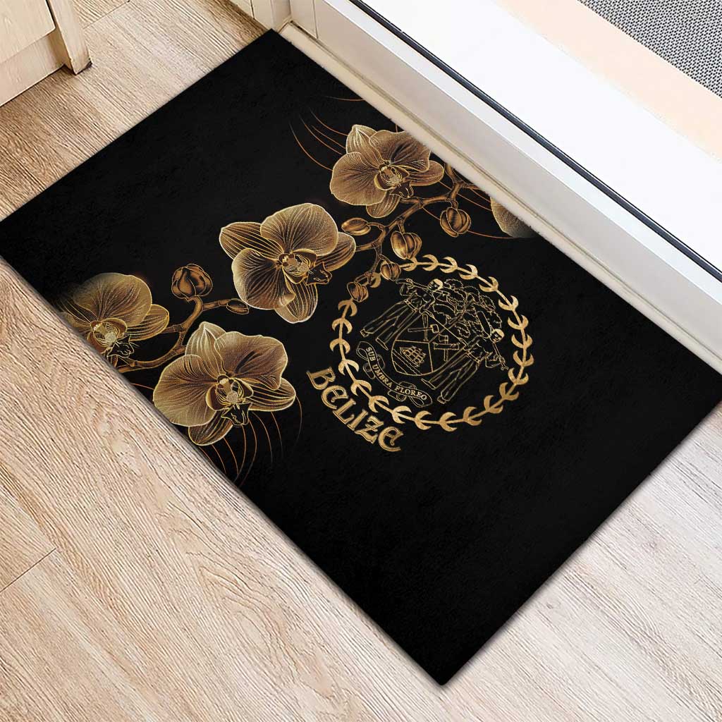 Belize Gold Orchid Rubber Doormat Luxury Stylized
