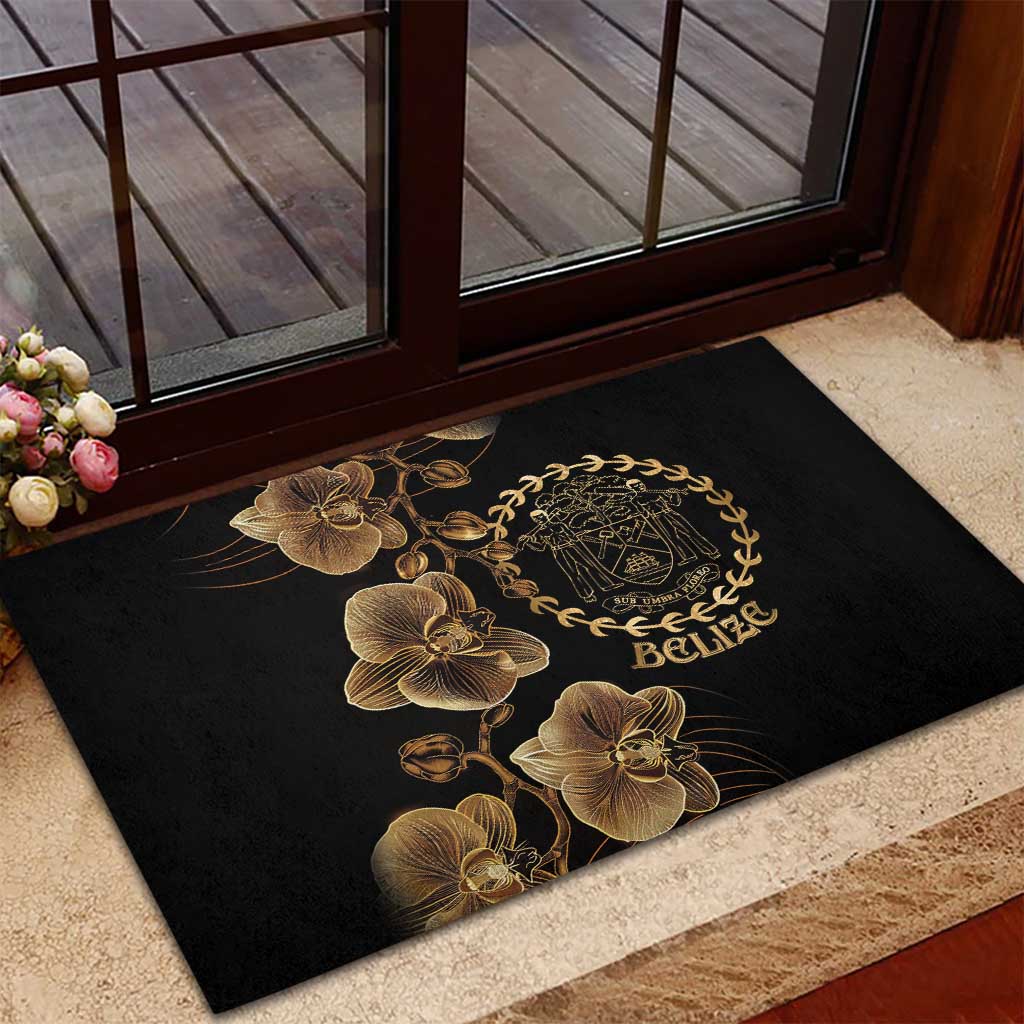 Belize Gold Orchid Rubber Doormat Luxury Stylized