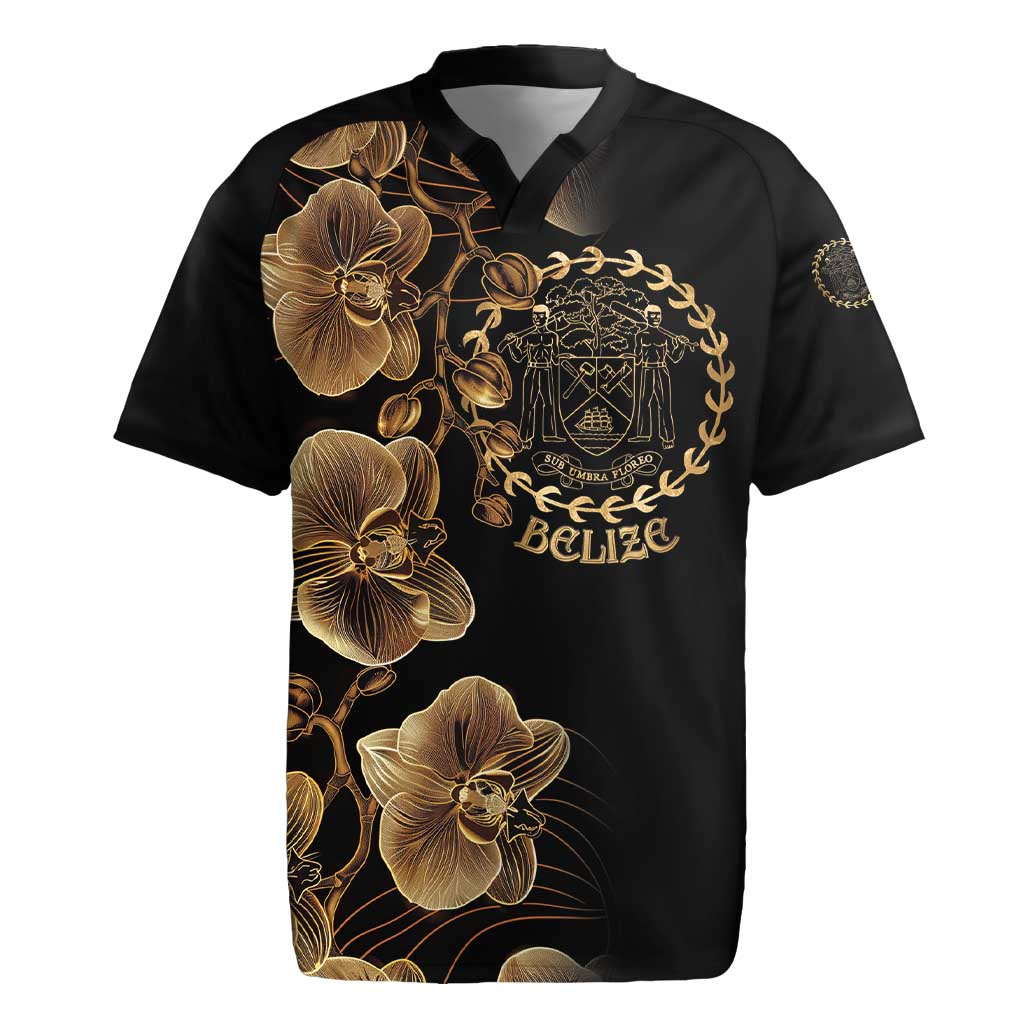 Belize Gold Orchid Rugby Jersey Luxury Stylized