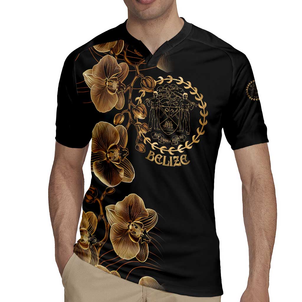 Belize Gold Orchid Rugby Jersey Luxury Stylized
