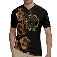 Belize Gold Orchid Rugby Jersey Luxury Stylized