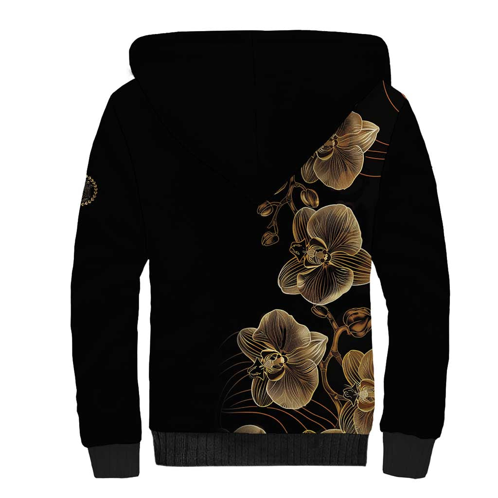 Belize Gold Orchid Sherpa Hoodie Luxury Stylized