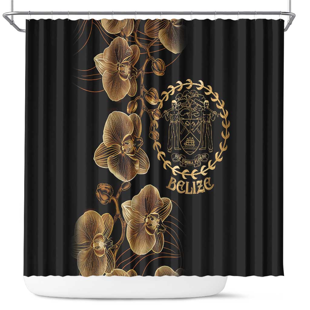Belize Gold Orchid Shower Curtain Luxury Stylized