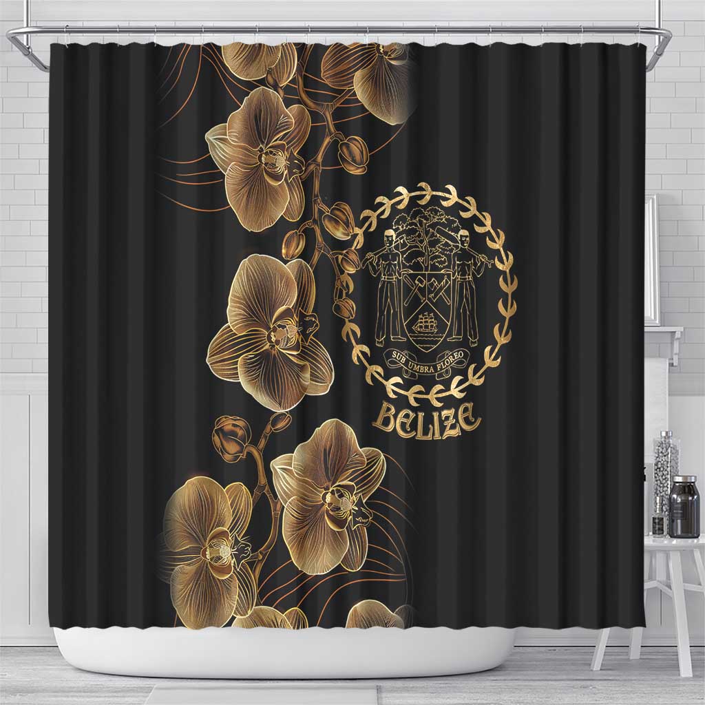 Belize Gold Orchid Shower Curtain Luxury Stylized