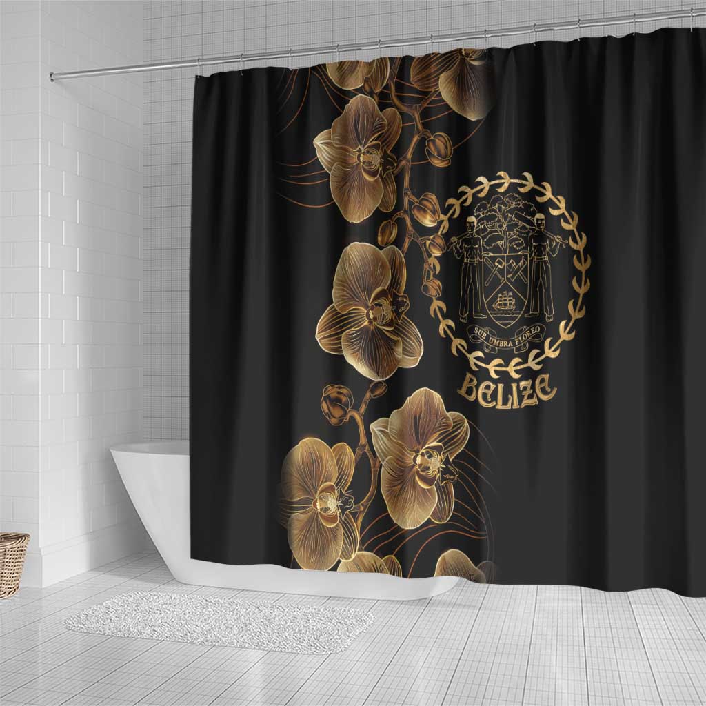 Belize Gold Orchid Shower Curtain Luxury Stylized
