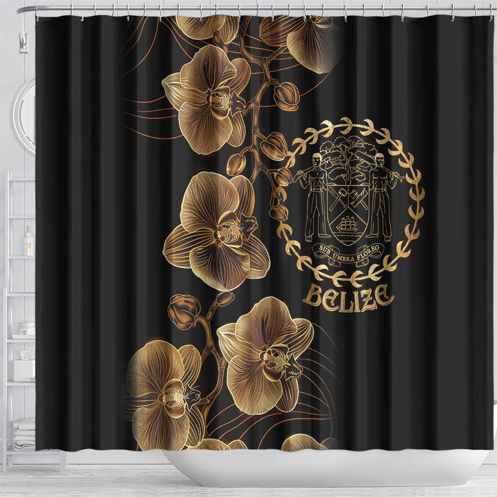 Belize Gold Orchid Shower Curtain Luxury Stylized