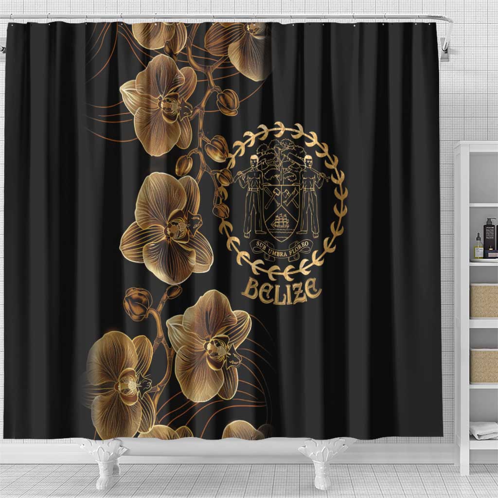 Belize Gold Orchid Shower Curtain Luxury Stylized