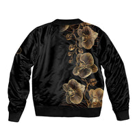 Belize Gold Orchid Sleeve Zip Bomber Jacket Luxury Stylized