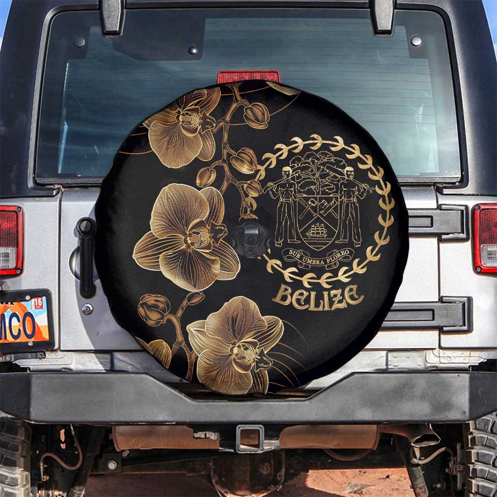 Belize Gold Orchid Spare Tire Cover Luxury Stylized