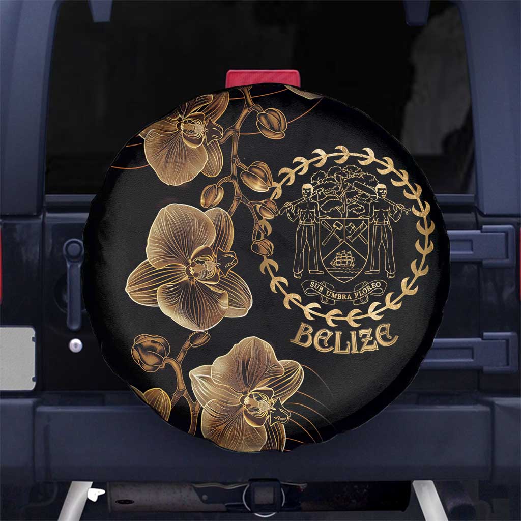 Belize Gold Orchid Spare Tire Cover Luxury Stylized