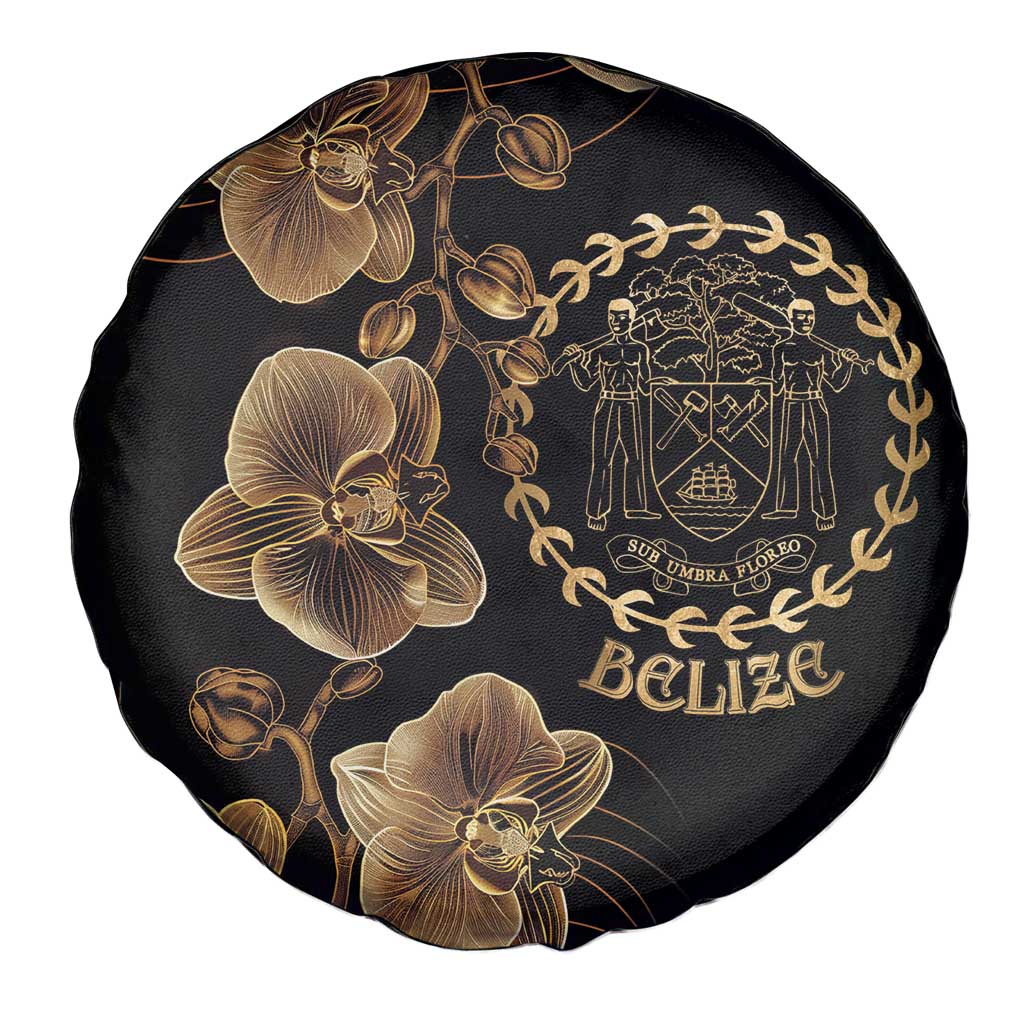 Belize Gold Orchid Spare Tire Cover Luxury Stylized