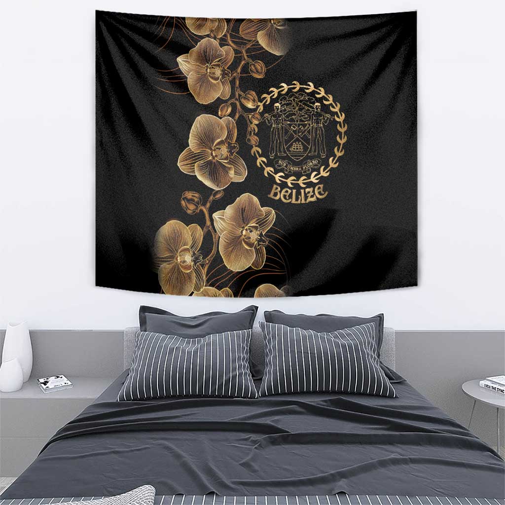 Belize Gold Orchid Tapestry Luxury Stylized