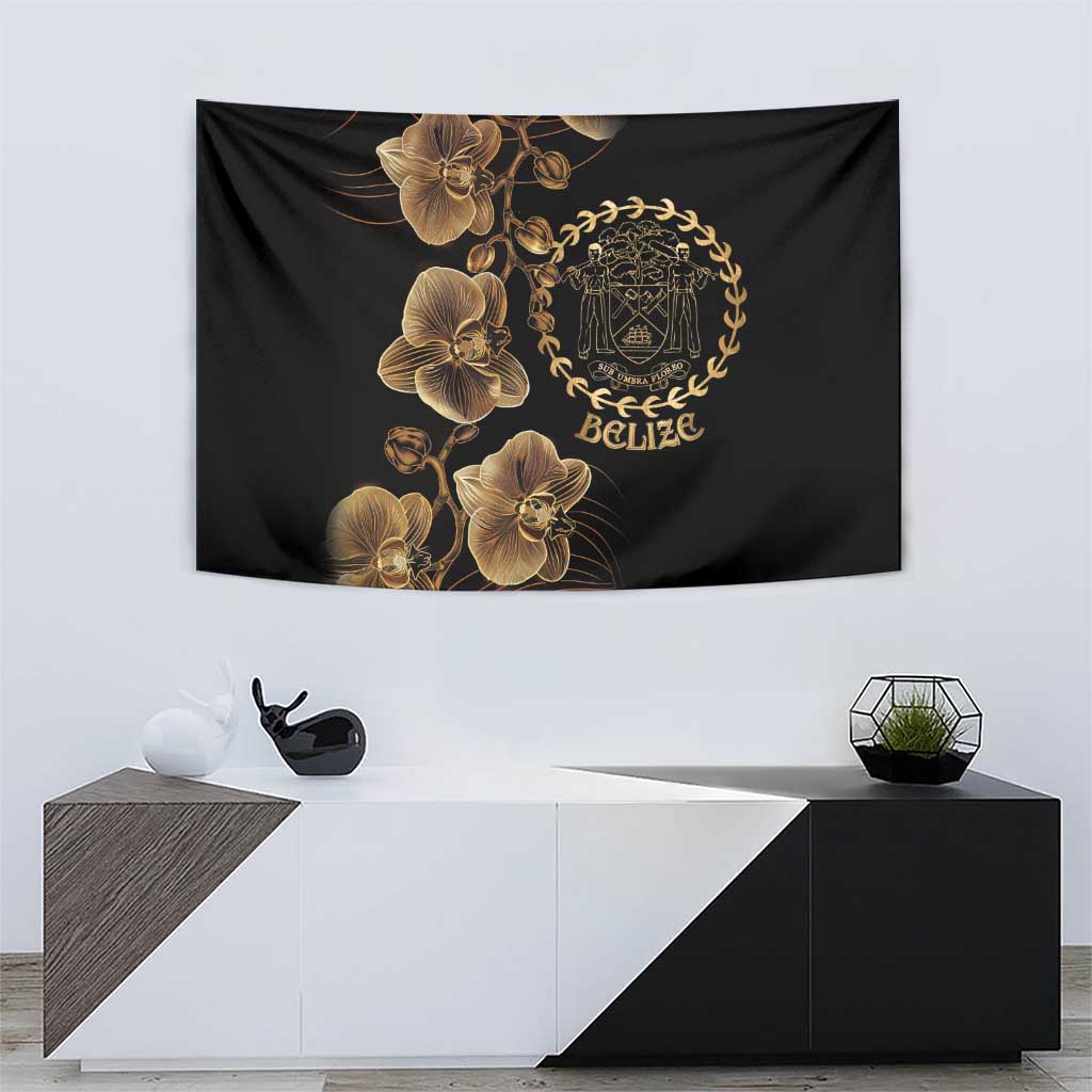 Belize Gold Orchid Tapestry Luxury Stylized