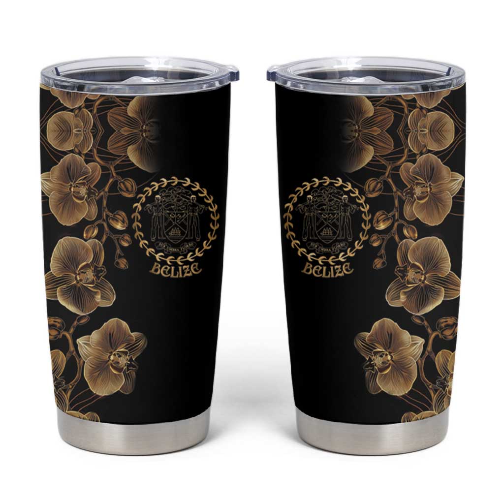 Belize Gold Orchid Tumbler Cup Luxury Stylized