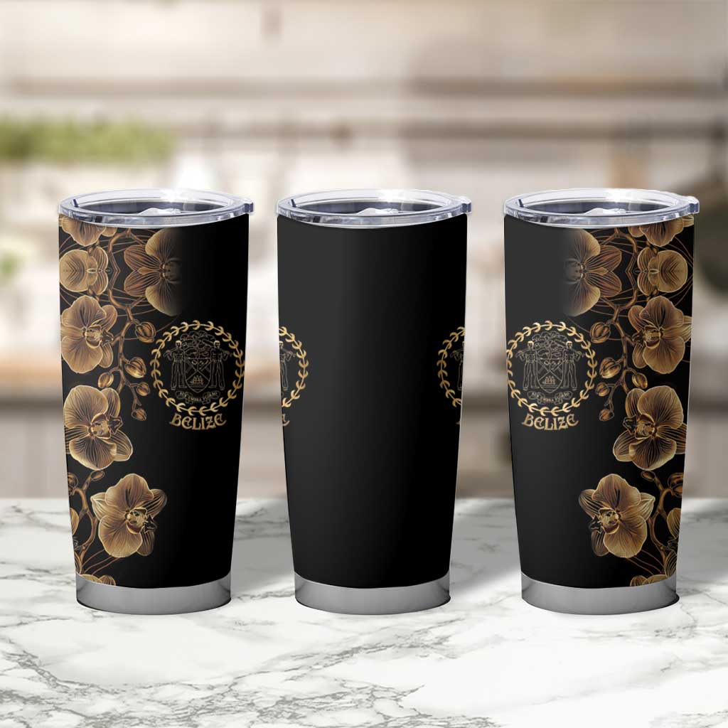 Belize Gold Orchid Tumbler Cup Luxury Stylized