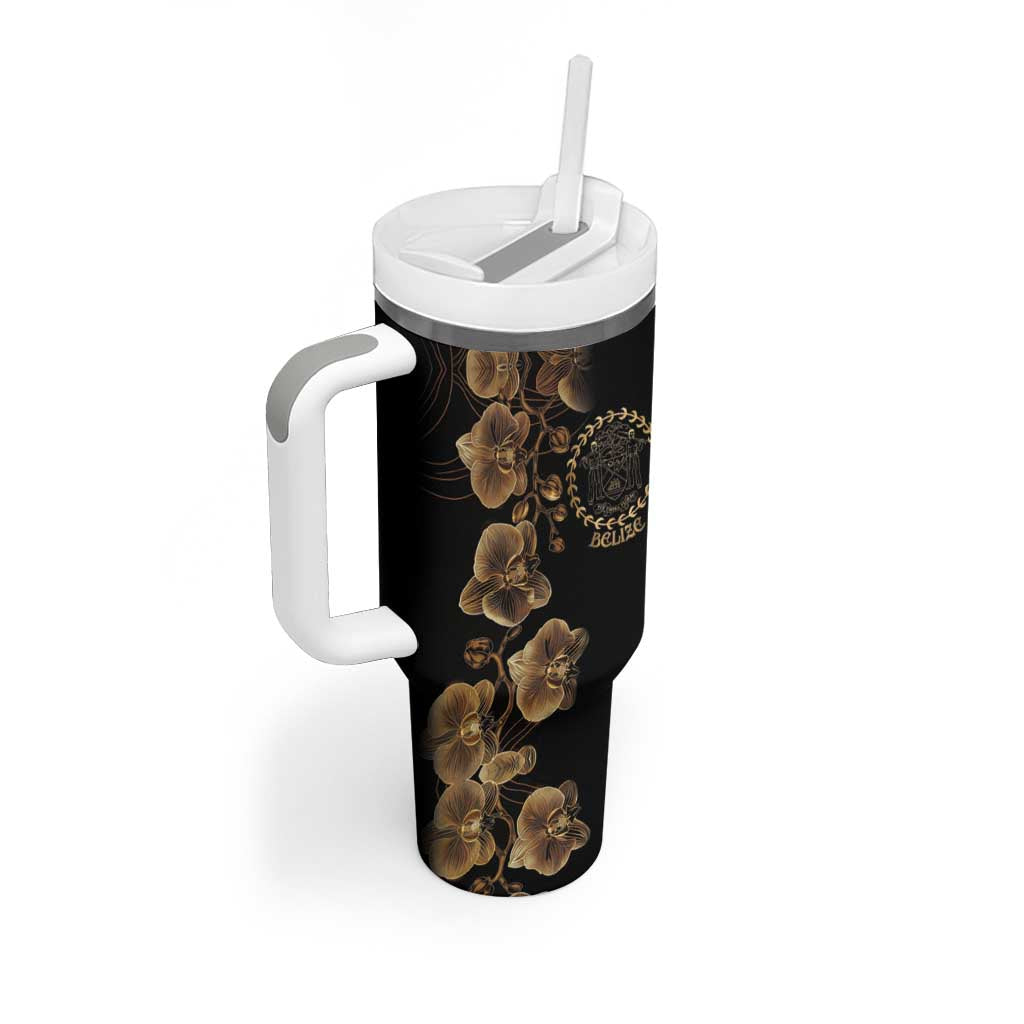 Belize Gold Orchid Tumbler With Handle Luxury Stylized
