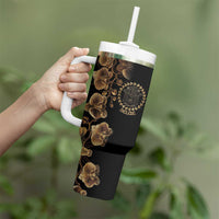 Belize Gold Orchid Tumbler With Handle Luxury Stylized