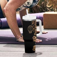 Belize Gold Orchid Tumbler With Handle Luxury Stylized