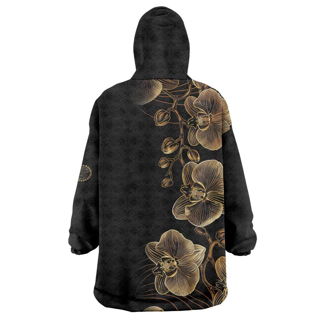 Belize Gold Orchid Wearable Blanket Hoodie Luxury Stylized