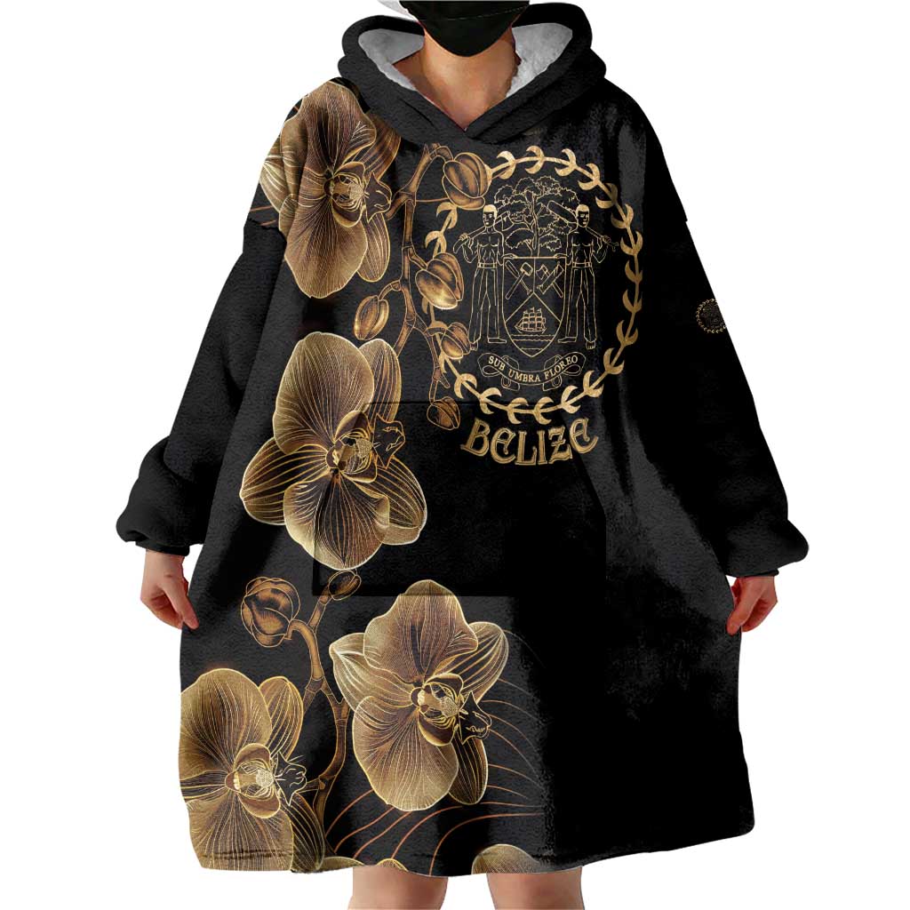 Belize Gold Orchid Wearable Blanket Hoodie Luxury Stylized