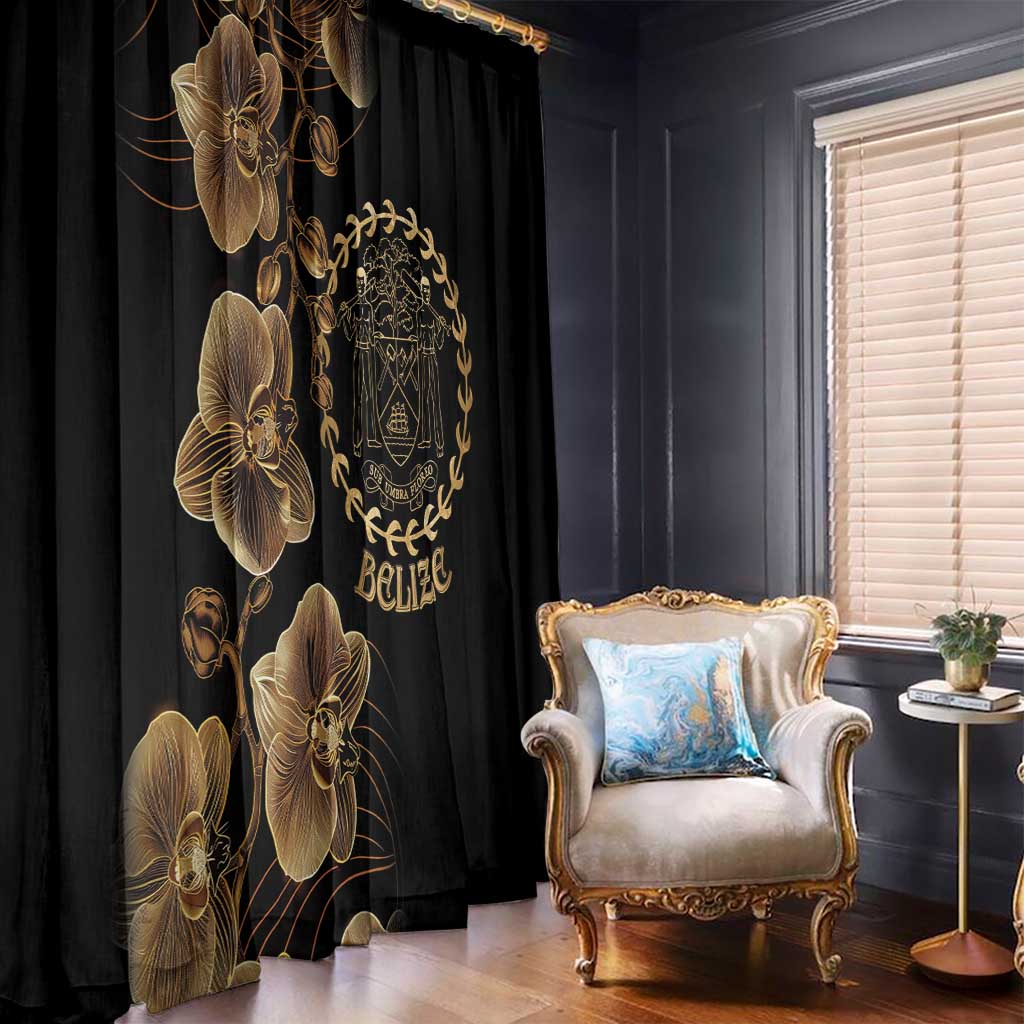 Belize Gold Orchid Window Curtain Luxury Stylized