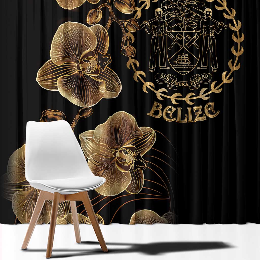 Belize Gold Orchid Window Curtain Luxury Stylized
