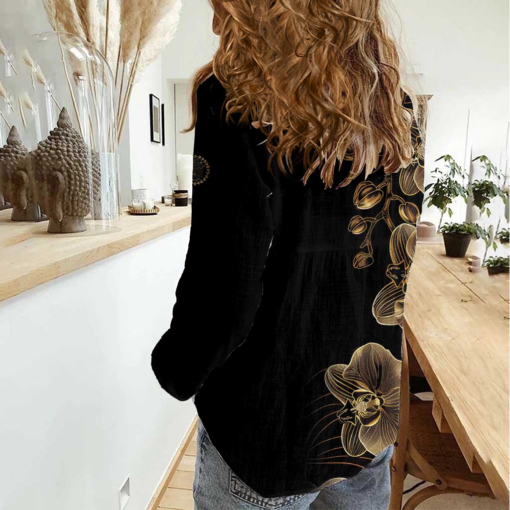 Belize Gold Orchid Women Casual Shirt Luxury Stylized