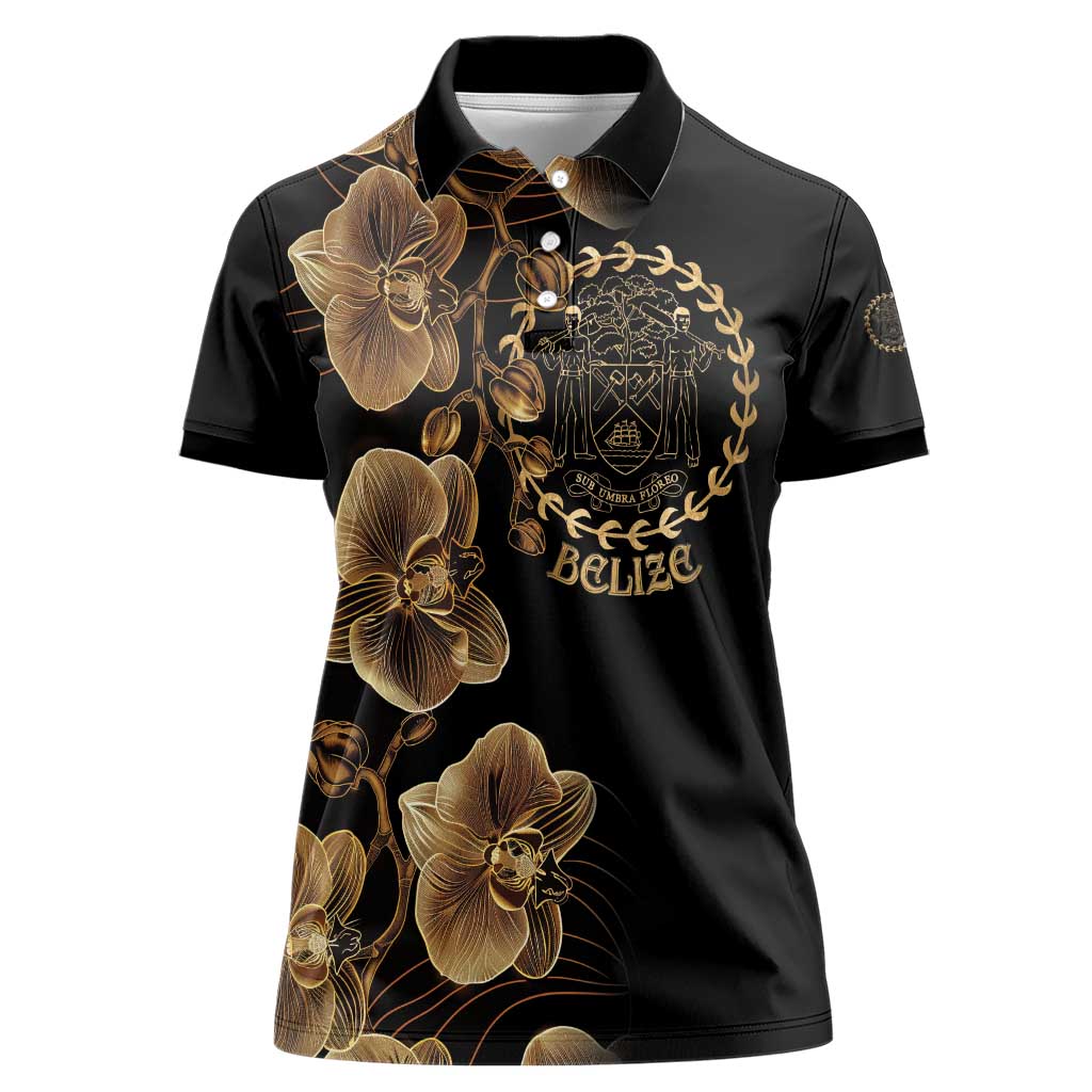 Belize Gold Orchid Women Polo Shirt Luxury Stylized
