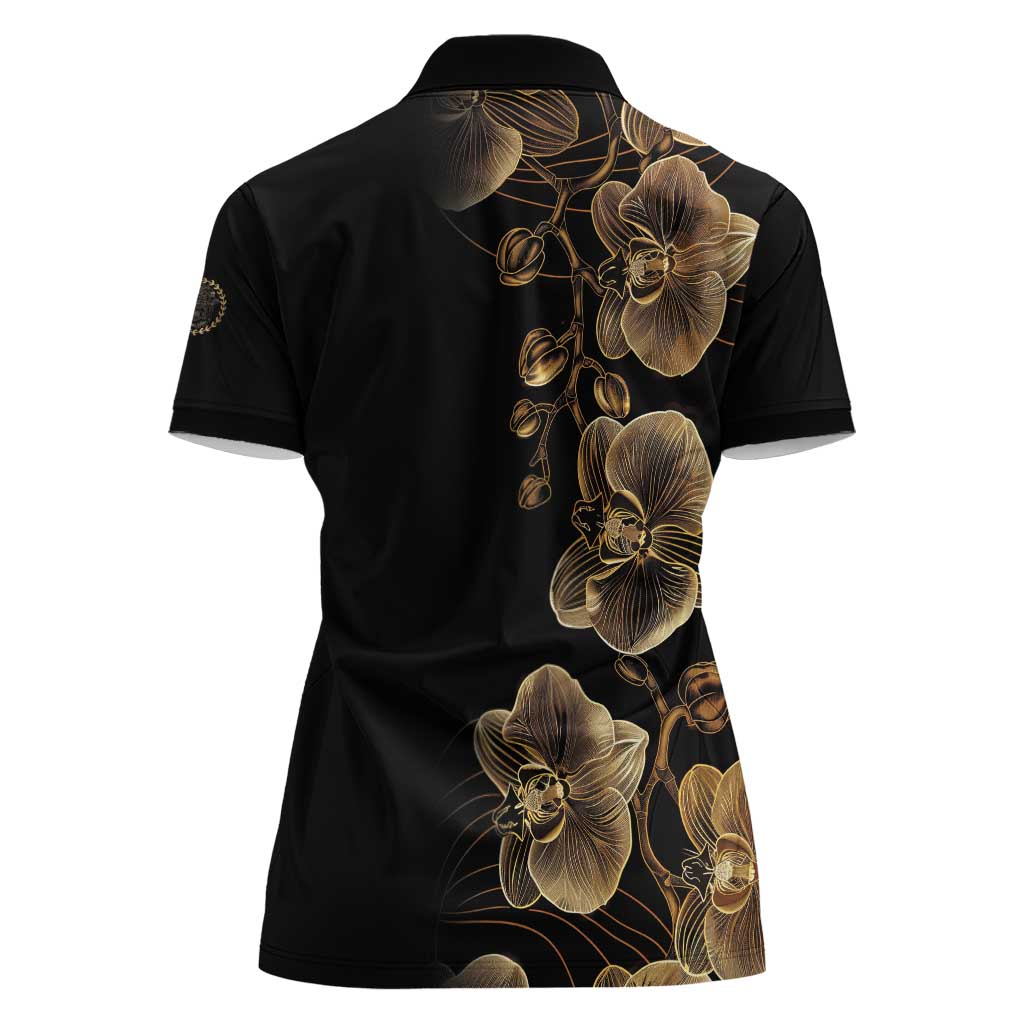 Belize Gold Orchid Women Polo Shirt Luxury Stylized
