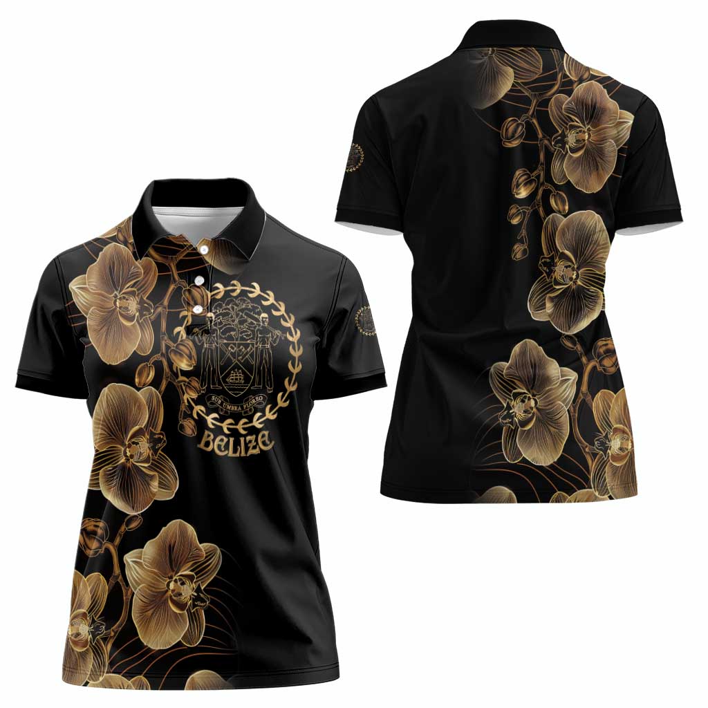 Belize Gold Orchid Women Polo Shirt Luxury Stylized