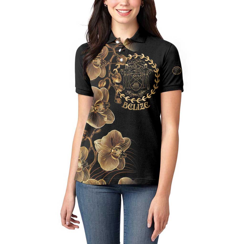 Belize Gold Orchid Women Polo Shirt Luxury Stylized