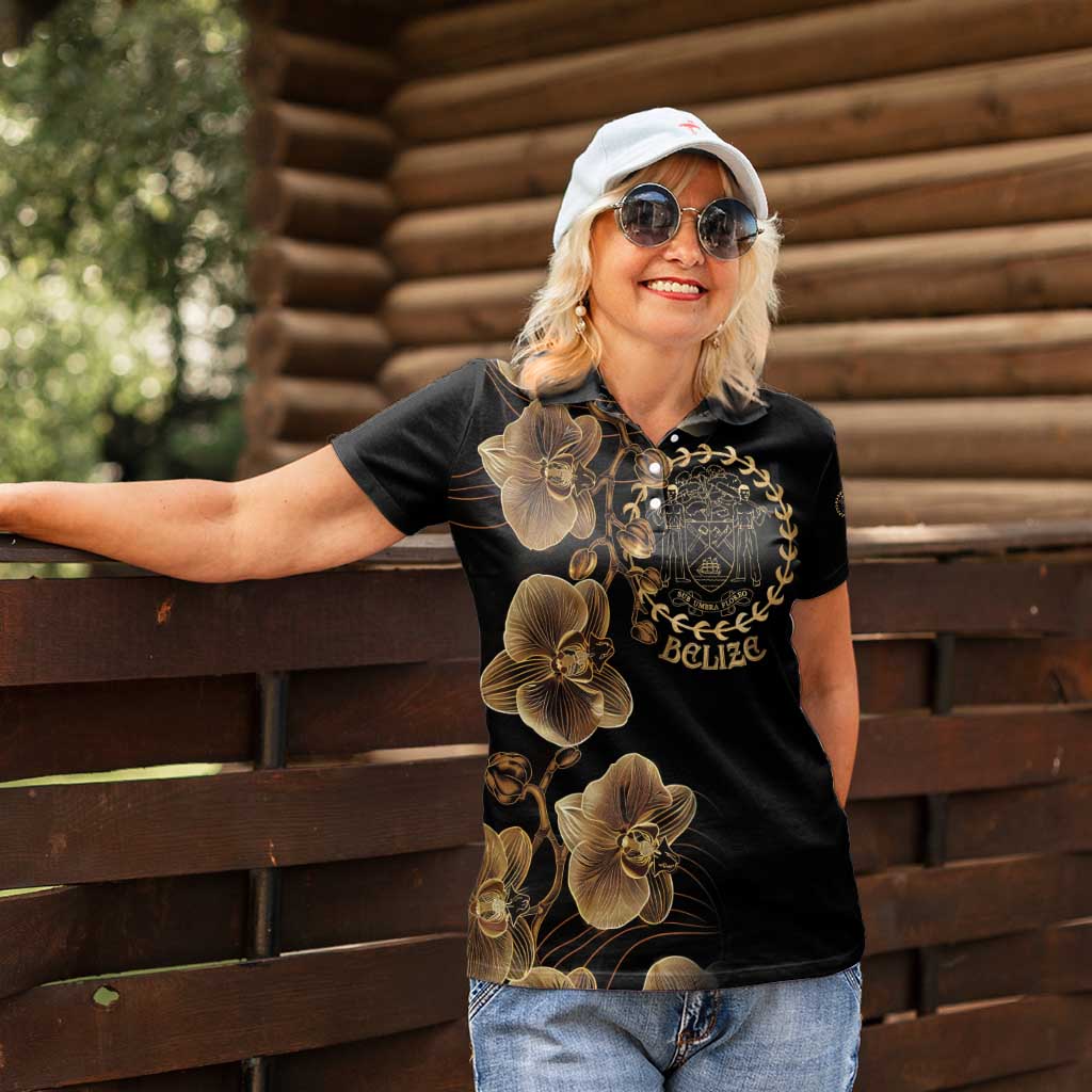 Belize Gold Orchid Women Polo Shirt Luxury Stylized