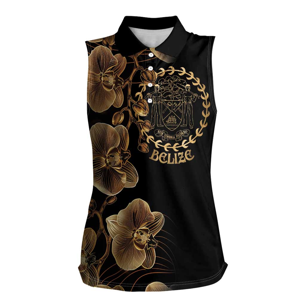 Belize Gold Orchid Women Sleeveless Polo Shirt Luxury Stylized