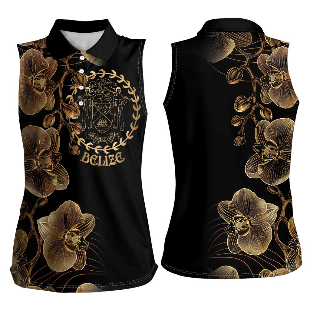 Belize Gold Orchid Women Sleeveless Polo Shirt Luxury Stylized