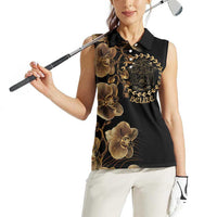 Belize Gold Orchid Women Sleeveless Polo Shirt Luxury Stylized