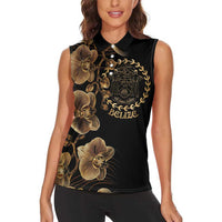 Belize Gold Orchid Women Sleeveless Polo Shirt Luxury Stylized